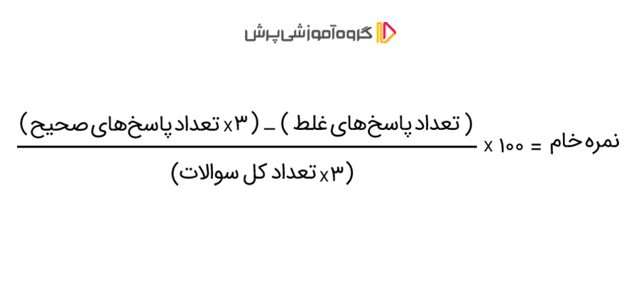 فرمول محاسبه نمره خام